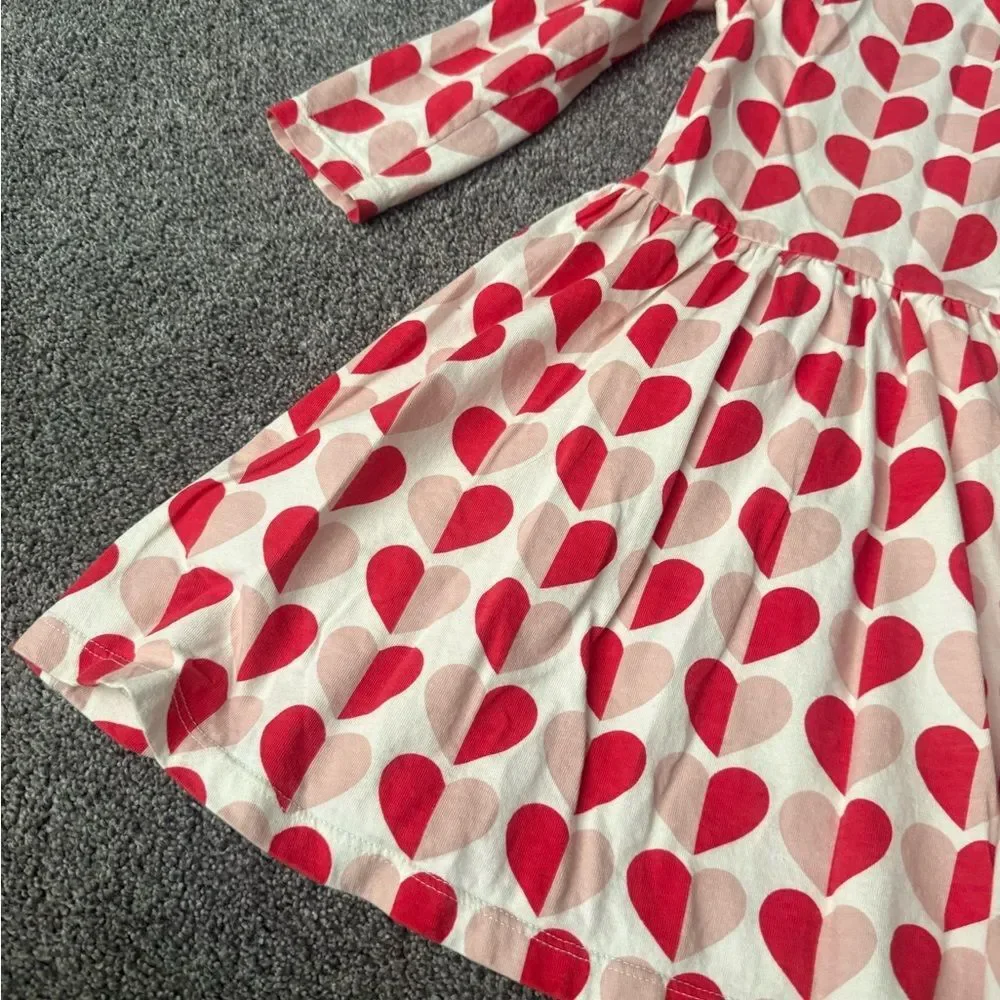 Winter Water Factory Heart Patterned Organic Cotton Dress Sz 6